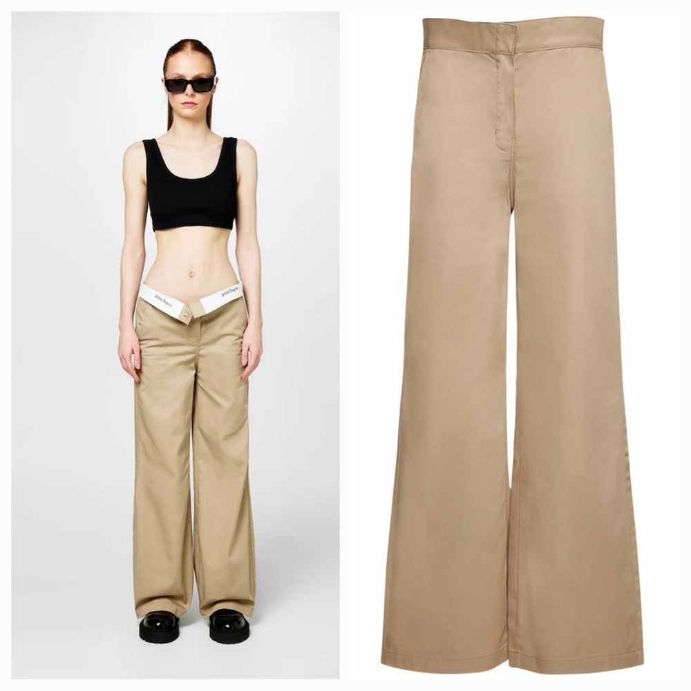 PALM ANGELS Beige Reversed Waistband Trousers XS NWT